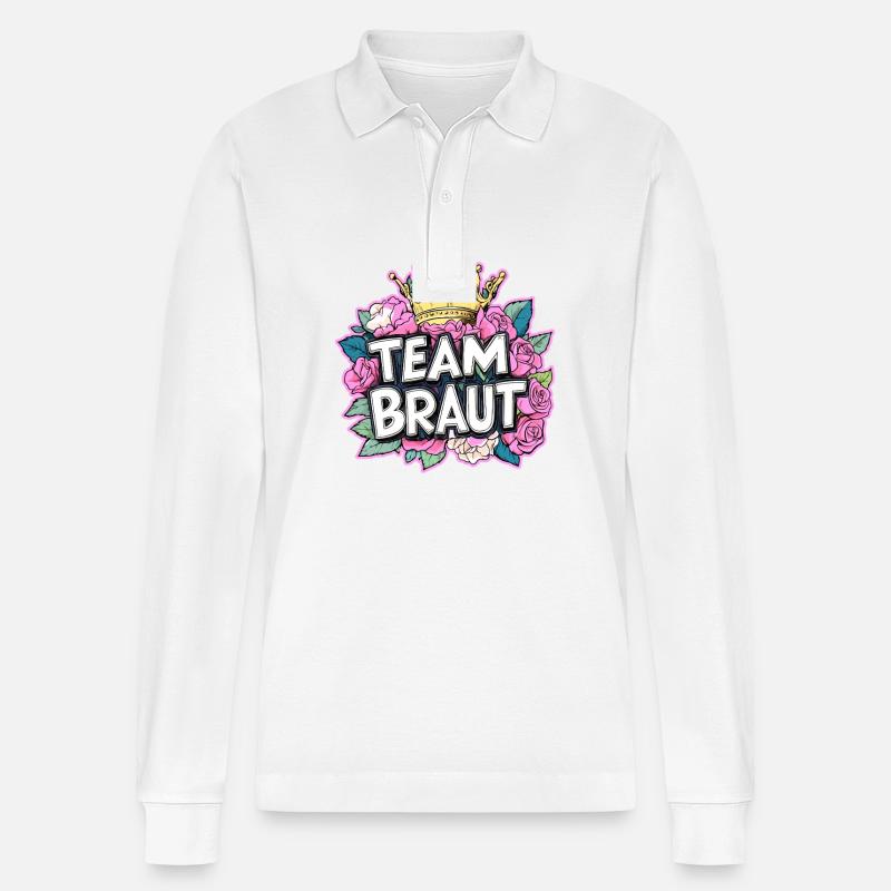 Team Braut Krone - Stanley/Stella Unisex Bio-Langarm-Poloshirt Prepster - Weiß