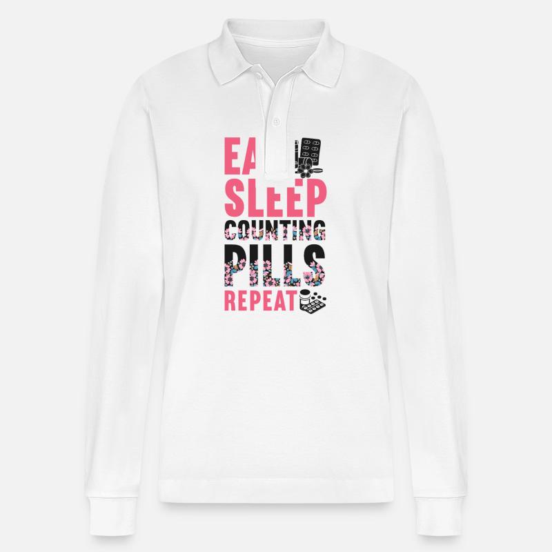 Pharmacy Tech Technician - Stanley/Stella Unisex Bio-Langarm-Poloshirt Prepster - Weiß