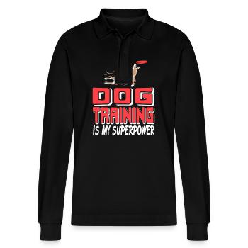 L’éducation canine est ma fierté de héros de frisbee - Polo à manches longues bio PREPSTER Stanley/Stella Unisexe - noir - Devant - Anna (173cm) & Nico (186cm)