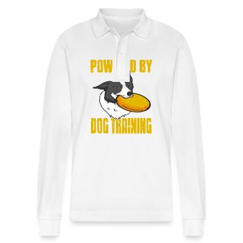 Propulsé par un dresseur de frisbee motivé par l’éducation canine - Polo à manches longues bio PREPSTER Stanley/Stella Unisexe - blanc - Devant - Anna (173cm) & Nico (186cm)