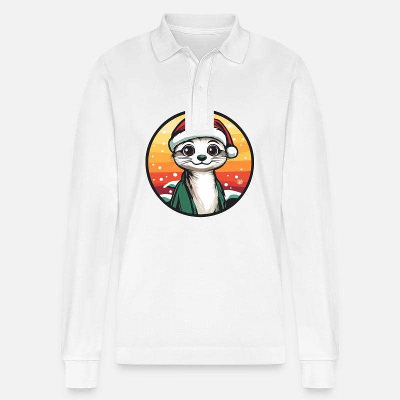 Erdmännchen Weihnachten Tier - Stanley/Stella Unisex Bio-Langarm-Poloshirt Prepster - Weiß