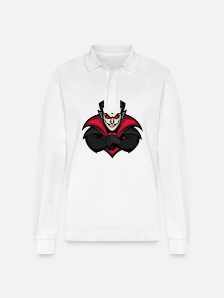 Vampire Halloween Comic - Stanley/Stella Organic Unisex Long-Sleeved Polo Shirt Prepster - white