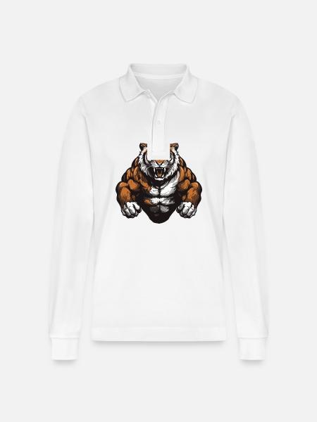 Musculation Tiger Muscles - Polo à manches longues bio PREPSTER Stanley/Stella Unisexe - blanc