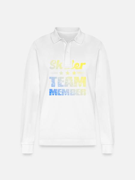 Skater Team - Stanley/Stella Organic Unisex Long-Sleeved Polo Shirt Prepster - white