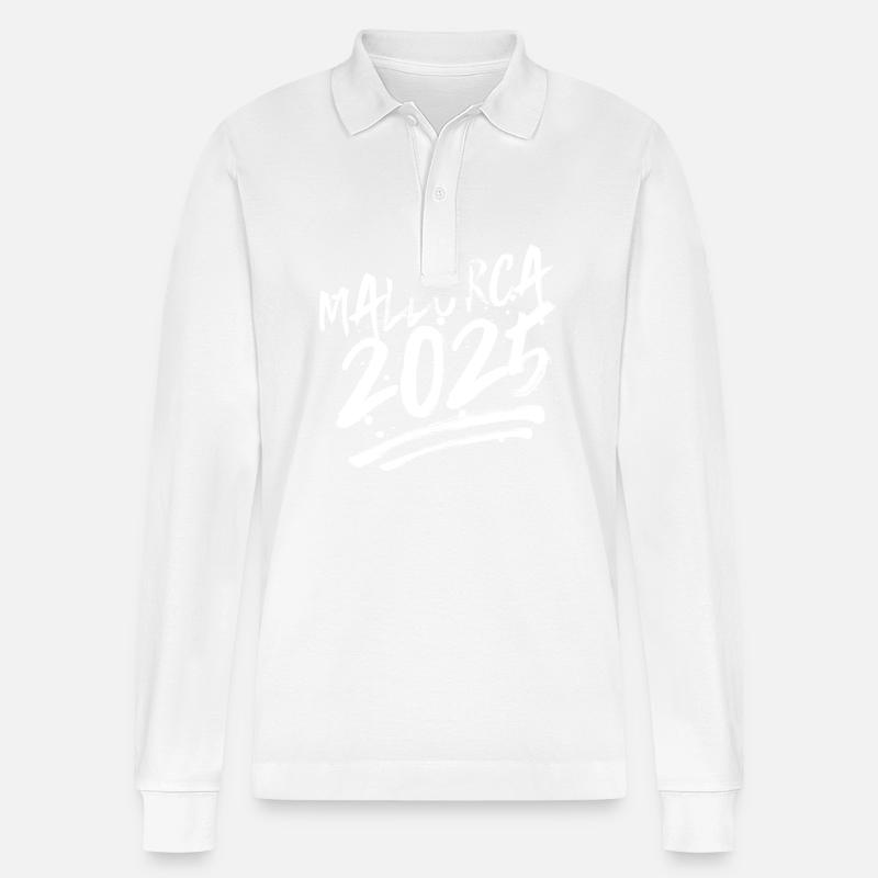 Mallorca 2025 - Stanley/Stella Unisex Bio-Langarm-Poloshirt Prepster - Weiß