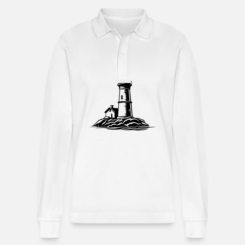 Icône du phare - Polo à manches longues bio PREPSTER Stanley/Stella Unisexe - blanc