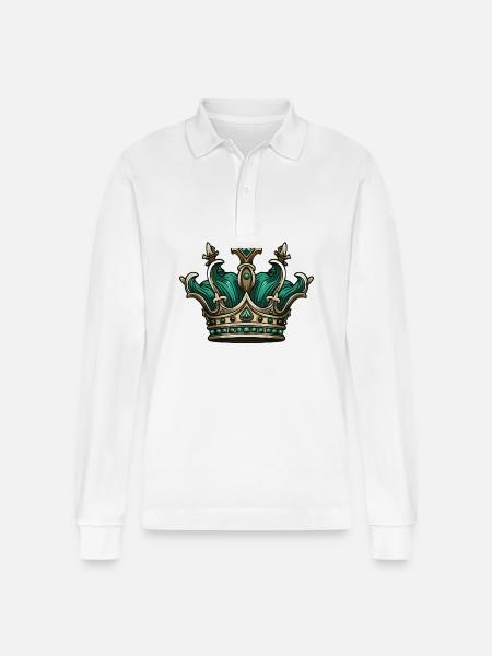 Krone Royal Crown - Stanley/Stella Organic Unisex Long-Sleeved Polo Shirt Prepster - white