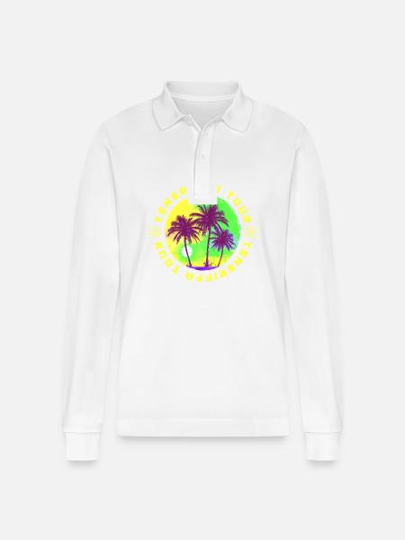 Tenerife Tour Palm Tree Holidays - Stanley/Stella Organic Unisex Long-Sleeved Polo Shirt Prepster - white