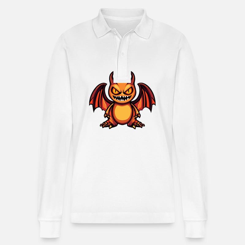 Drache Halloween Comic Lustig - Stanley/Stella Unisex Bio-Langarm-Poloshirt Prepster - Weiß