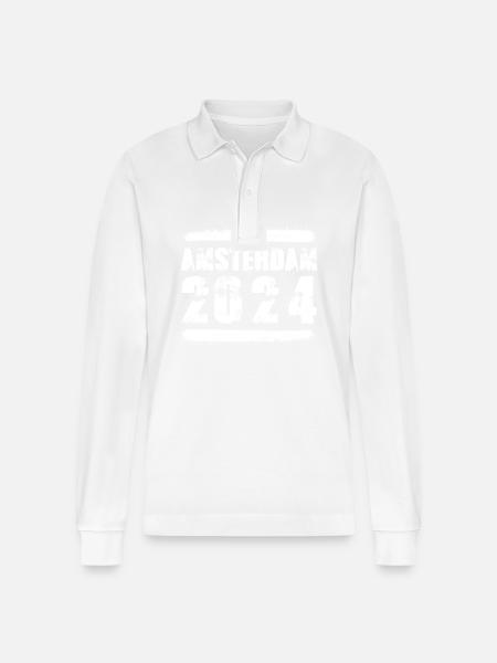 Amsterdam 2024 Team - Stanley/Stella Organic Unisex Long-Sleeved Polo Shirt Prepster - white