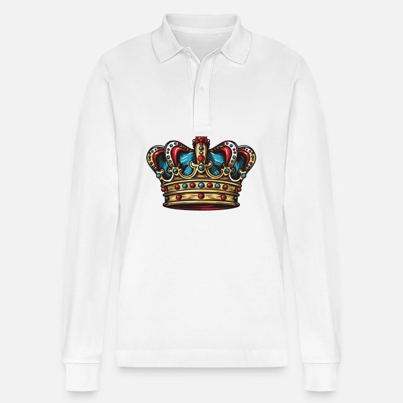 Symbole de la couronne - Polo à manches longues bio PREPSTER Stanley/Stella Unisexe - blanc