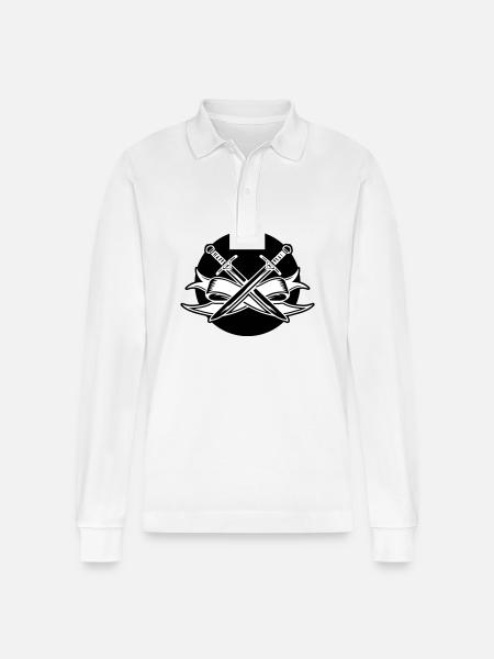 Sword Symbol - Stanley/Stella Organic Unisex Long-Sleeved Polo Shirt Prepster - white