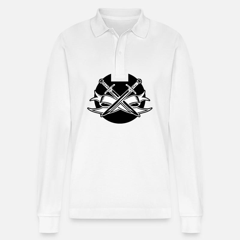 Symbole de l’épée - Polo à manches longues bio PREPSTER Stanley/Stella Unisexe - blanc