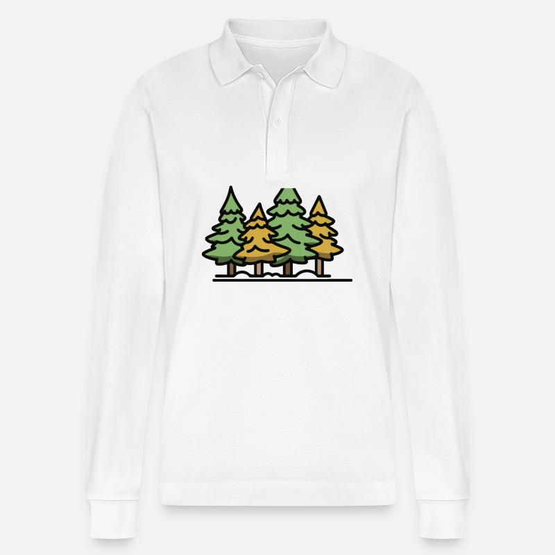 Wald Bäume - Stanley/Stella Unisex Bio-Langarm-Poloshirt Prepster - Weiß