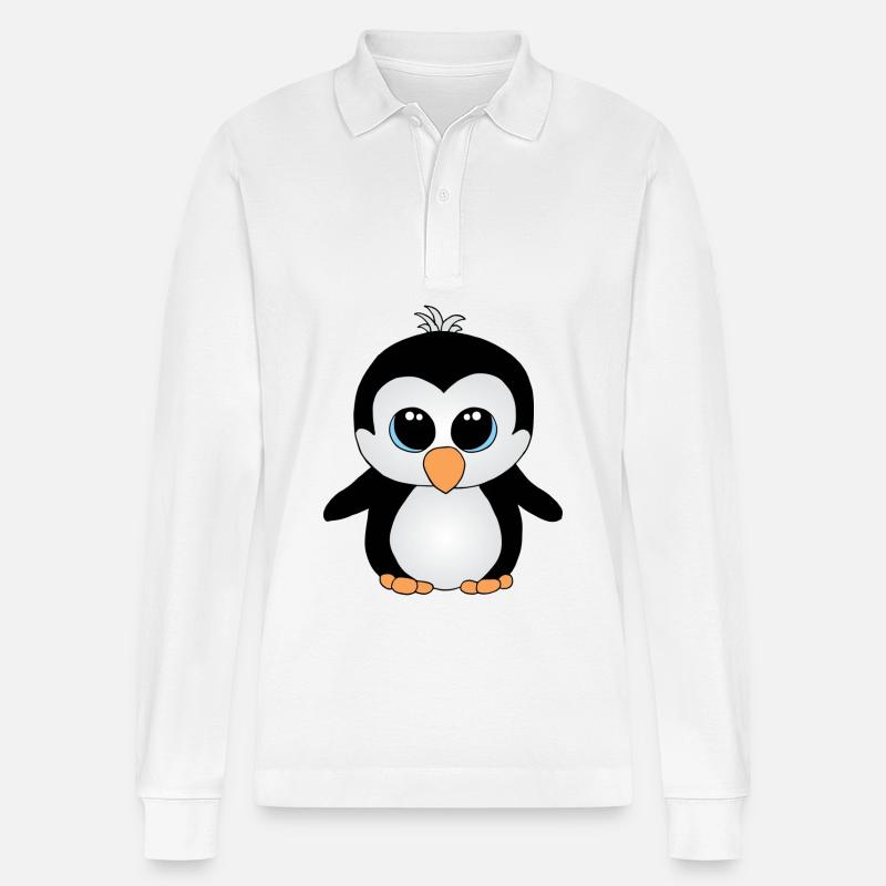 Süßer kleiner Pinguin - Stanley/Stella Unisex Bio-Langarm-Poloshirt Prepster - Weiß