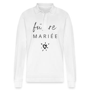 Bride - Stanley/Stella Organic Unisex Long-Sleeved Polo Shirt Prepster - white - Front - Anna (173cm) & Nico (186cm)