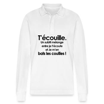 Humour Français phrase drôle T-shirt homme - Polo à manches longues bio PREPSTER Stanley/Stella Unisexe - blanc - Devant - Anna (173cm) & Nico (186cm)