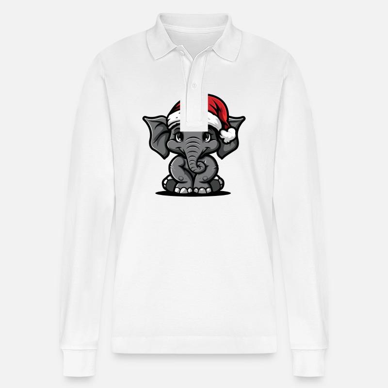 Elefant Weihnachten - Stanley/Stella Unisex Bio-Langarm-Poloshirt Prepster - Weiß