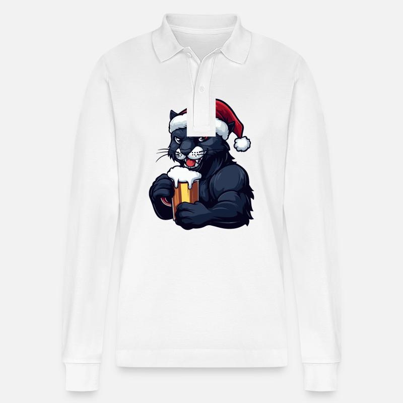 Bière de Noël Panther - Polo à manches longues bio PREPSTER Stanley/Stella Unisexe - blanc
