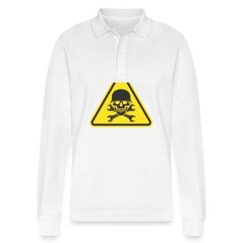 CRÂNE CASQUE DE GUERRE CLÉ OUTIL LOGO - Polo à manches longues bio PREPSTER Stanley/Stella Unisexe - blanc - Devant - Anna (173cm) & Nico (186cm)