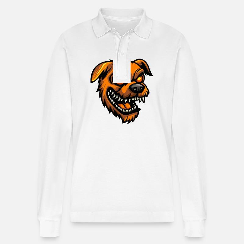 Hund Halloween Zombie - Stanley/Stella Unisex Bio-Langarm-Poloshirt Prepster - Weiß
