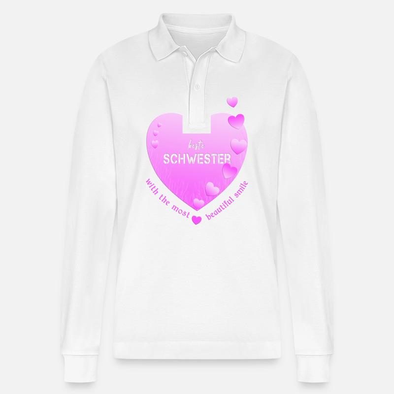 beste Schwester - Stanley/Stella Unisex Bio-Langarm-Poloshirt Prepster - Weiß