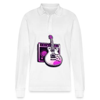 Rock n roll / Guitare / Musique / Instrument - Polo à manches longues bio PREPSTER Stanley/Stella Unisexe - blanc - Devant - Anna (173cm) & Nico (186cm)