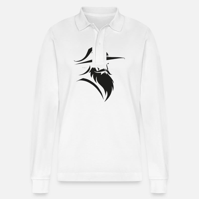Sorcier - Logo Fantasy Simple - Polo à manches longues bio PREPSTER Stanley/Stella Unisexe - blanc
