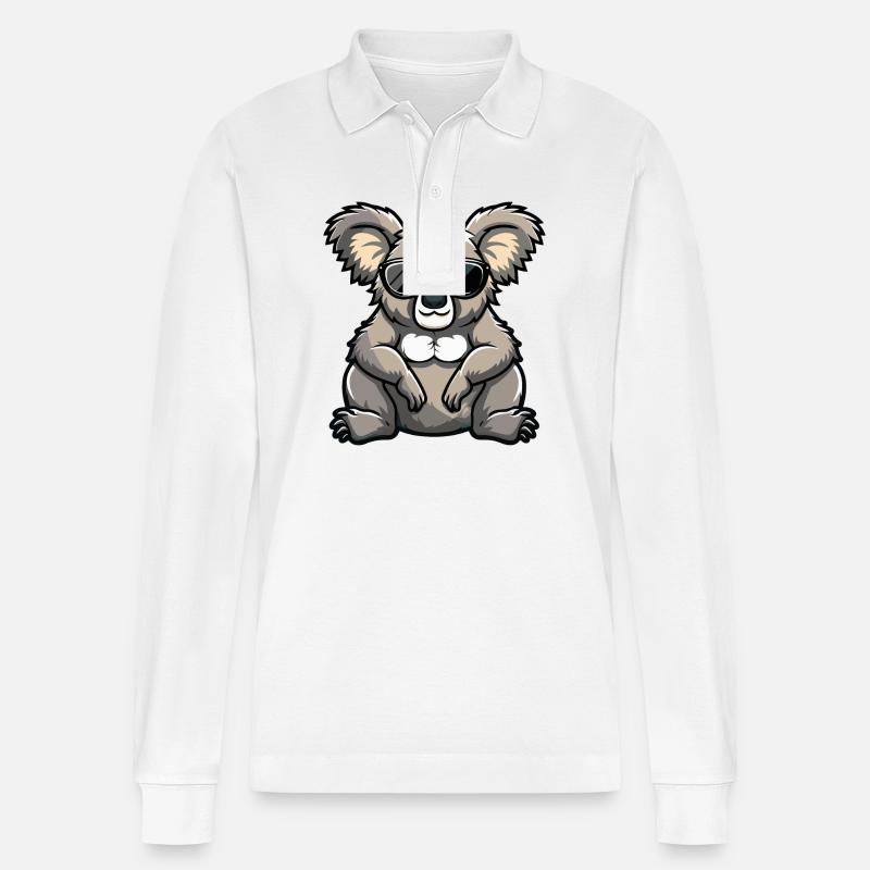 Koala Comic Cool - Stanley/Stella Unisex Bio-Langarm-Poloshirt Prepster - Weiß