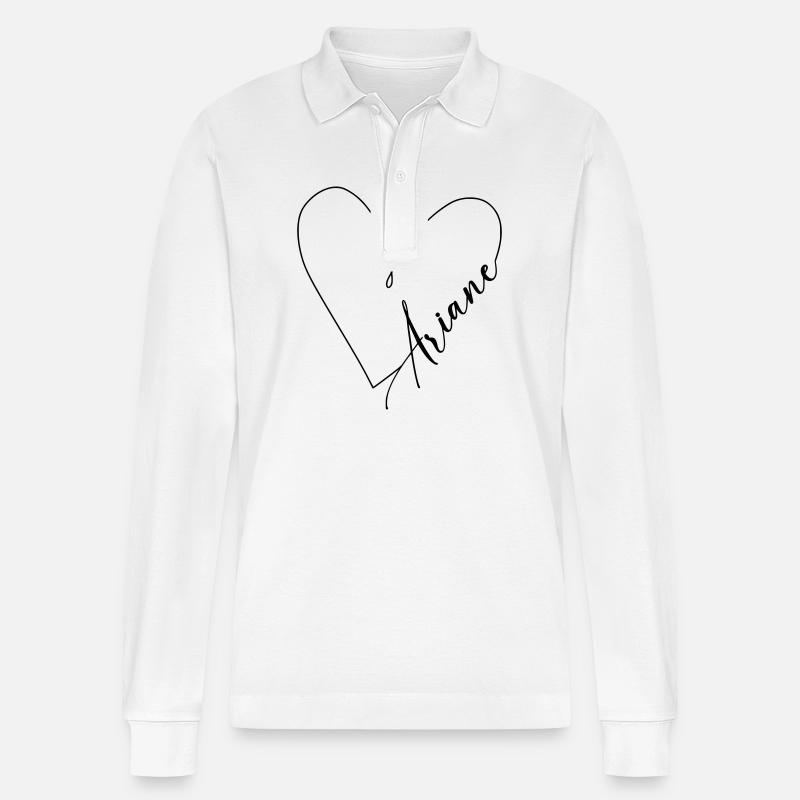 Ariane Name Herzlinie - Stanley/Stella Unisex Bio-Langarm-Poloshirt Prepster - Weiß