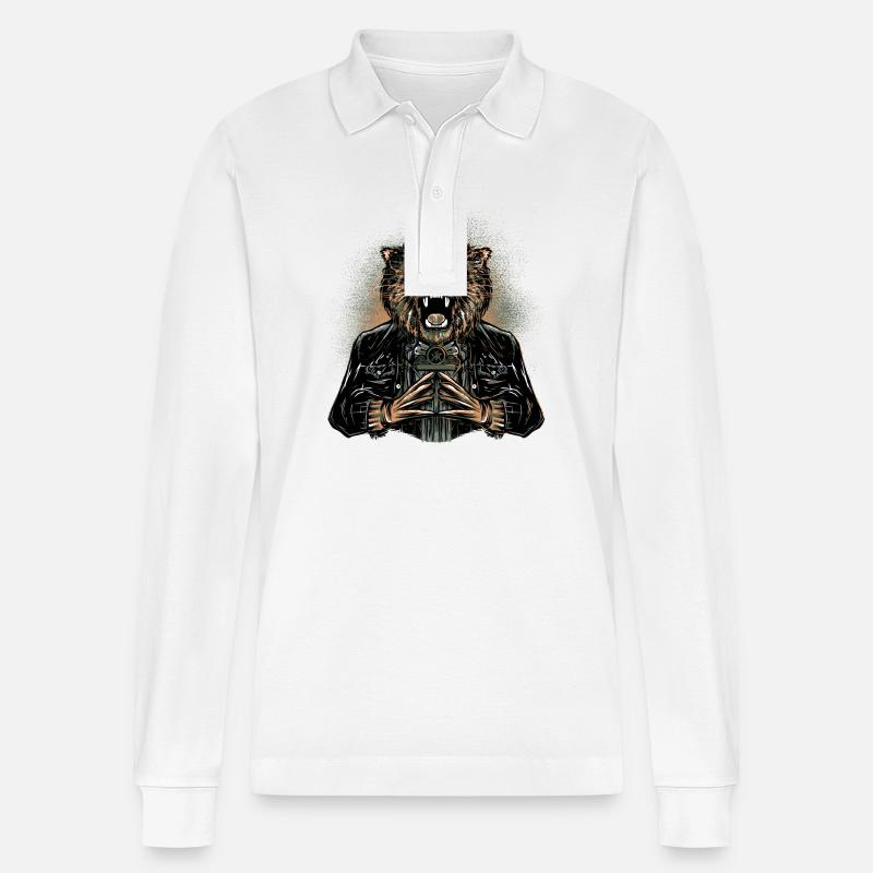 lion claws - Stanley/Stella Unisex Bio-Langarm-Poloshirt Prepster - Weiß