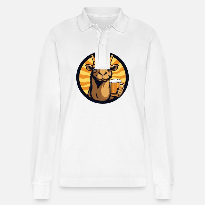 Kamel Bier Comic - Stanley/Stella Unisex Bio-Langarm-Poloshirt Prepster - Weiß