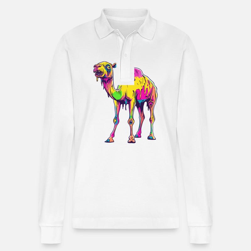 Kamel Halloween Comic Lustig - Stanley/Stella Unisex Bio-Langarm-Poloshirt Prepster - Weiß