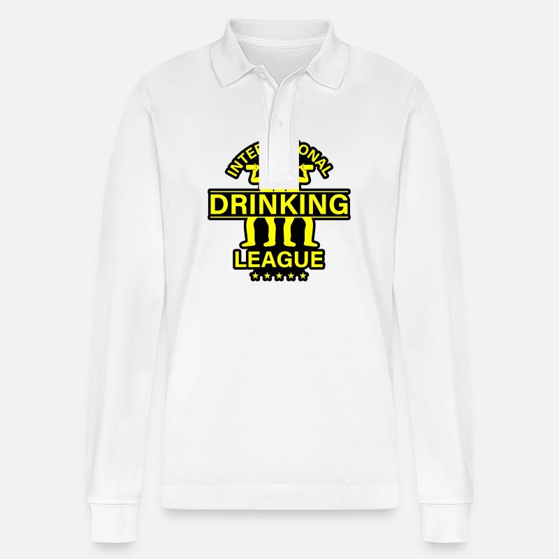 International Drinking Spruch - Stanley/Stella Unisex Bio-Langarm-Poloshirt Prepster - Weiß