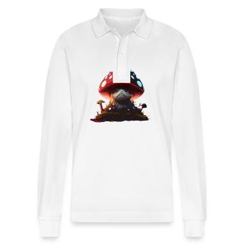 mad mushroom - Stanley/Stella Organic Unisex Long-Sleeved Polo Shirt Prepster - white - Front - Anna (173cm) & Nico (186cm)