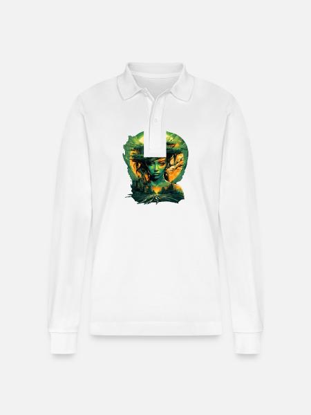 Dryade im Großstadtdschungel - Stanley/Stella Unisex Bio-Langarm-Poloshirt Prepster - Weiß