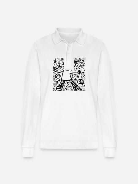 Katze - Stanley/Stella Unisex Bio-Langarm-Poloshirt Prepster - Weiß