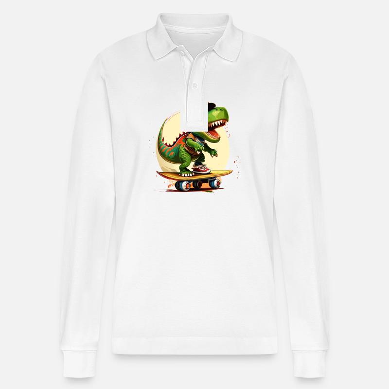 happy skating rex - Stanley/Stella Unisex Bio-Langarm-Poloshirt Prepster - Weiß