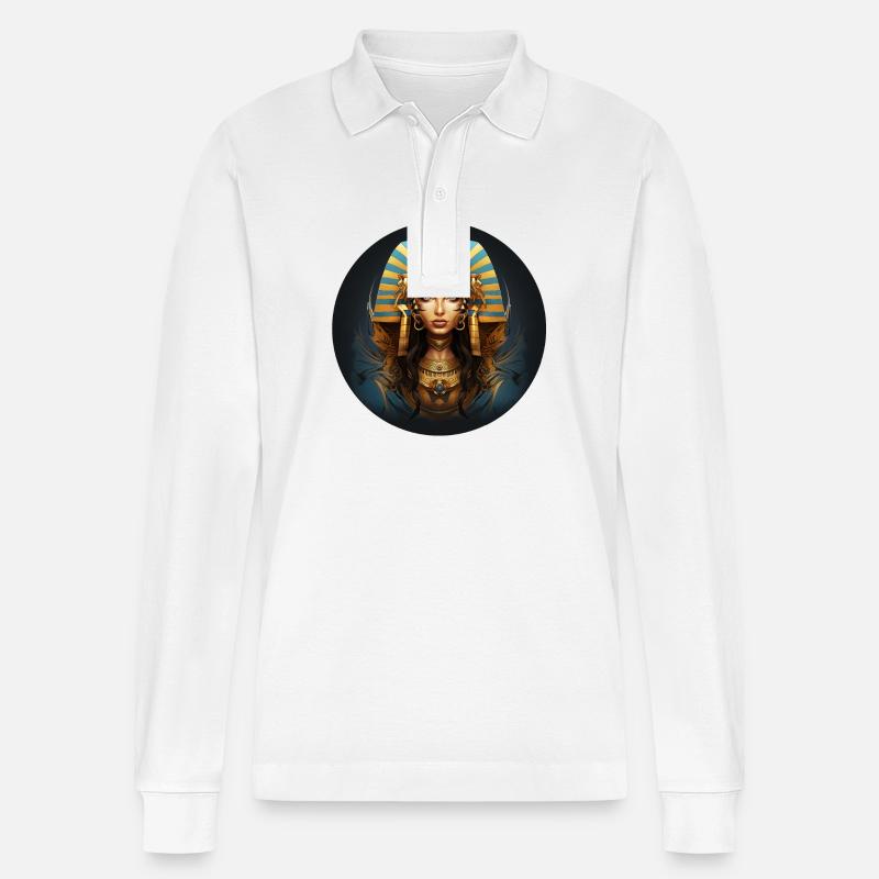 Antlitz einer Pharaonin - Stanley/Stella Unisex Bio-Langarm-Poloshirt Prepster - Weiß