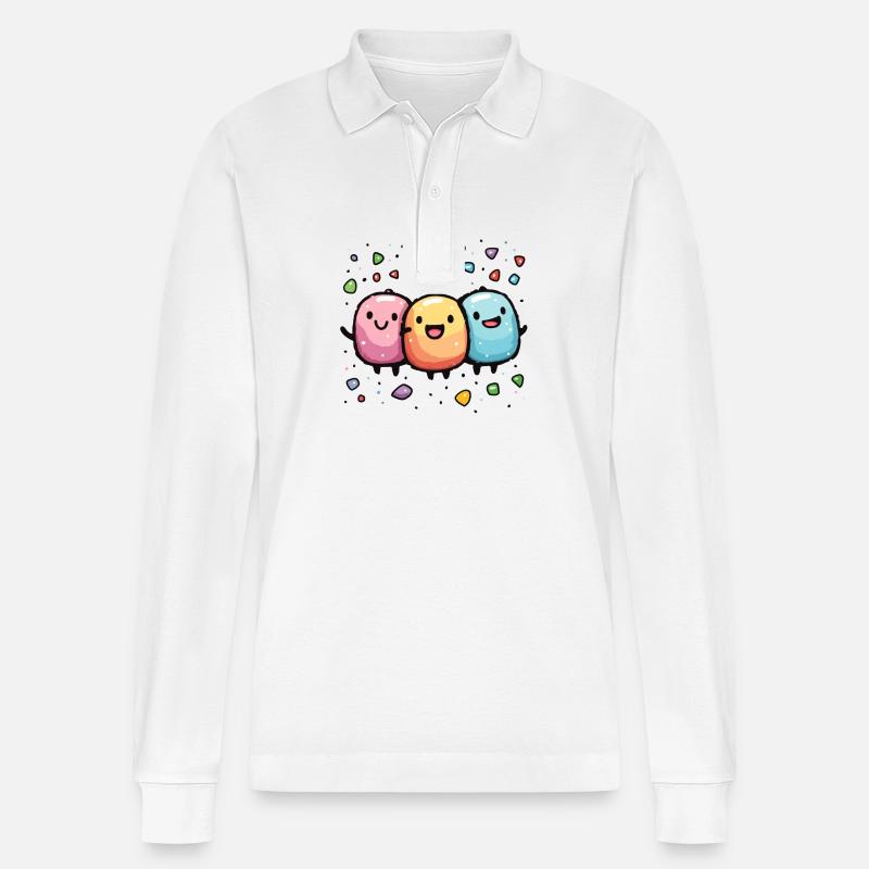 Fasnachtsfreude mit Konfetti - Stanley/Stella Unisex Bio-Langarm-Poloshirt Prepster - Weiß