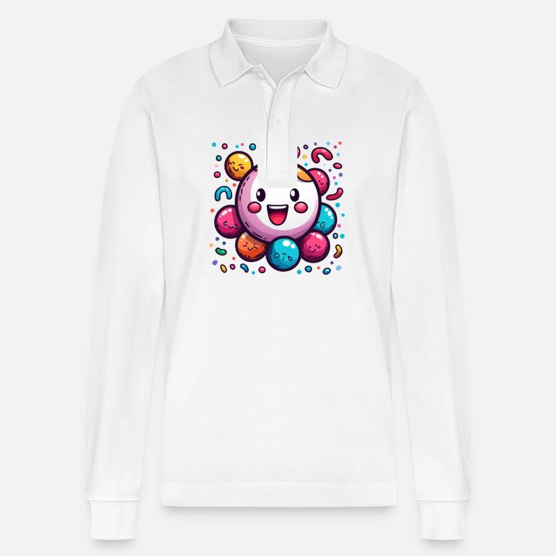 Fasnachtsfreude mit Konfetti - Stanley/Stella Unisex Bio-Langarm-Poloshirt Prepster - Weiß