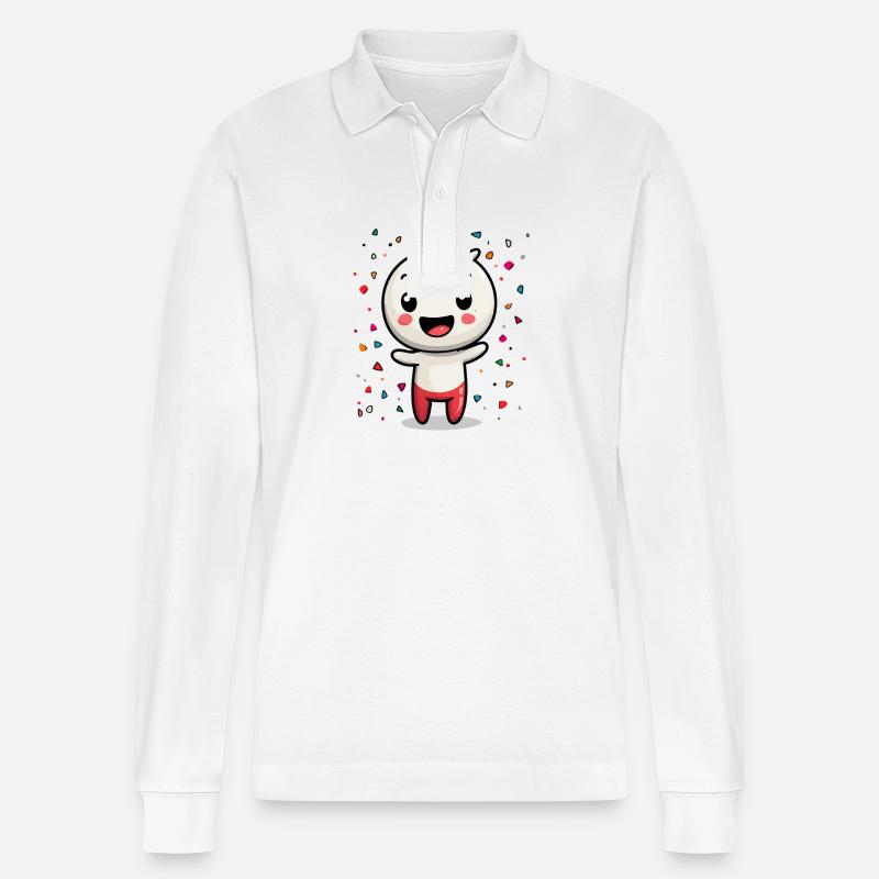 Fasnachtsfreude mit Konfetti - Stanley/Stella Unisex Bio-Langarm-Poloshirt Prepster - Weiß