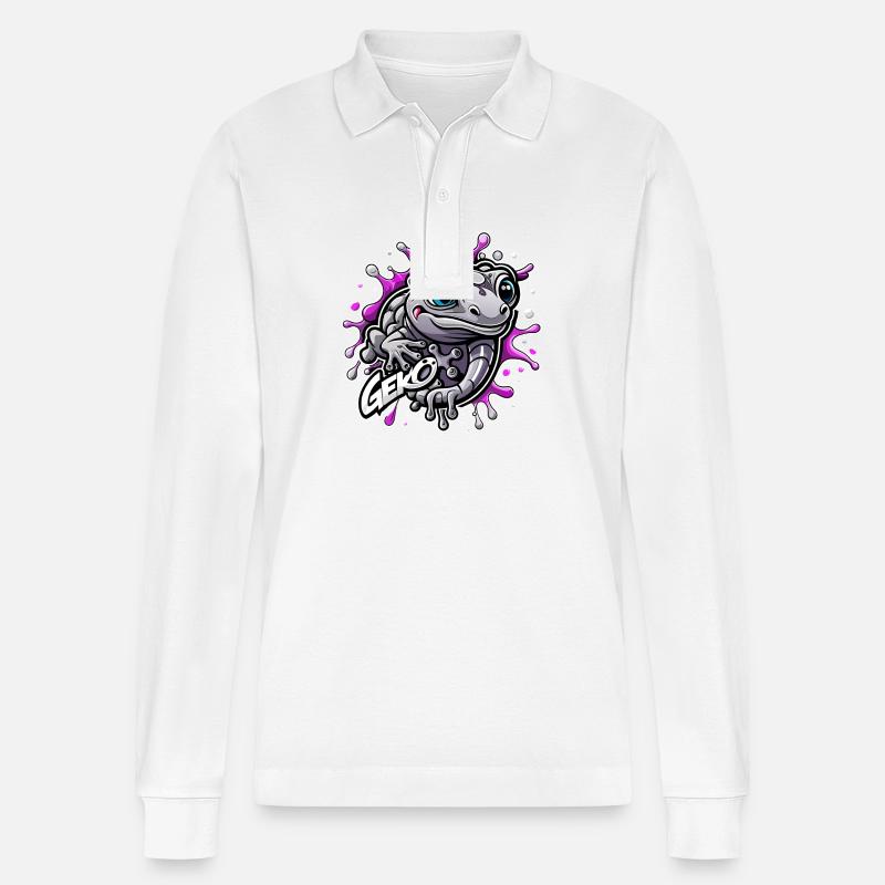 geko - Stanley/Stella Unisex Bio-Langarm-Poloshirt Prepster - Weiß