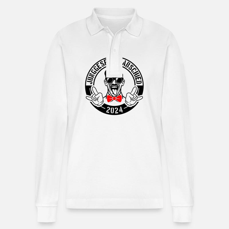 Junggesellenabschied 2024 - Stanley/Stella Unisex Bio-Langarm-Poloshirt Prepster - Weiß