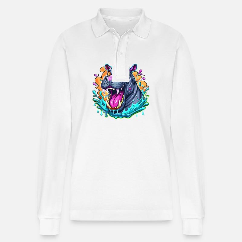 hippo - Stanley/Stella Unisex Bio-Langarm-Poloshirt Prepster - Weiß