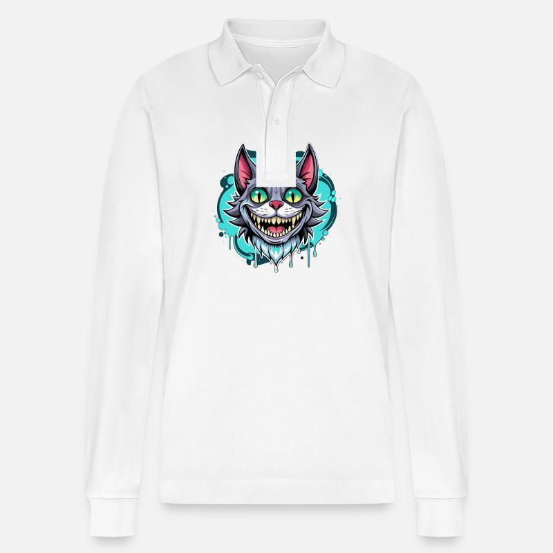 happy cat - Stanley/Stella Unisex Bio-Langarm-Poloshirt Prepster - Weiß
