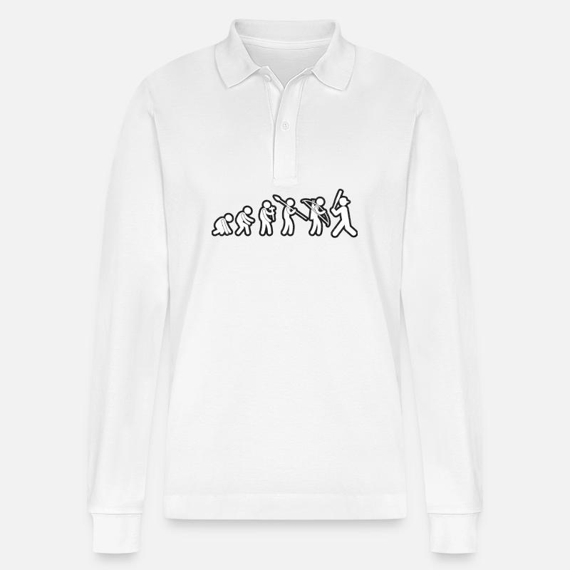 Evolution Baseball White Grunge - Stanley/Stella Organic Unisex Long-Sleeved Polo Shirt Prepster - white
