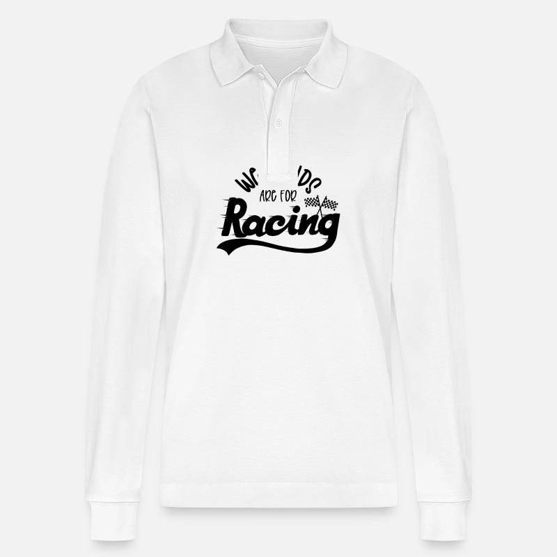 Weekends are for Racing - Stanley/Stella Unisex Bio-Langarm-Poloshirt Prepster - Weiß