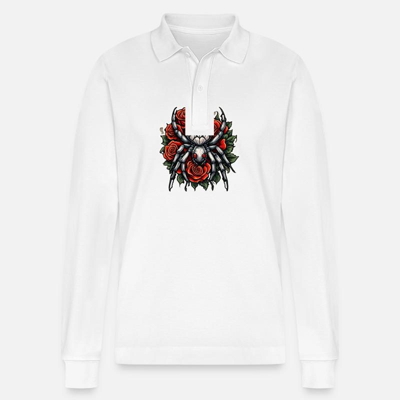 Spinne / Netz / Haustier / Kriechtier / Achtbeiner - Stanley/Stella Unisex Bio-Langarm-Poloshirt Prepster - Weiß