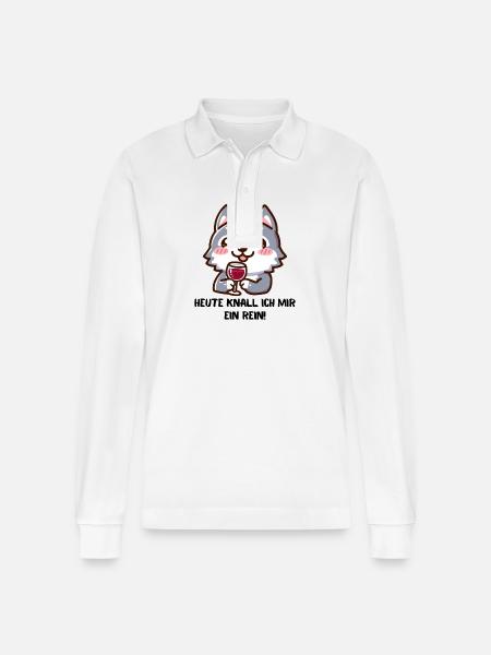Cute Wolf Hen Party - Stanley/Stella Organic Unisex Long-Sleeved Polo Shirt Prepster - white